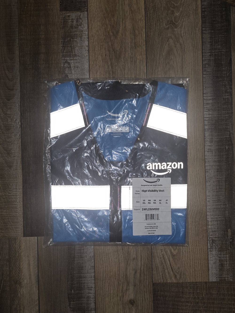 Amazon High Visibility Safety Vest - Blue with Reflective Stripes Size M/L